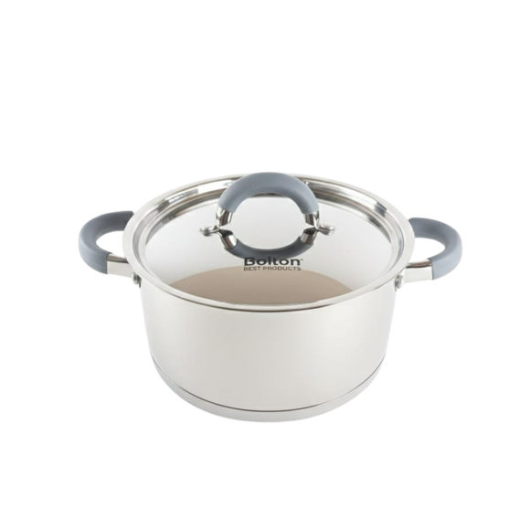 Olla Bolton de Acero Inoxidable 1.25 Litros con Tapa Revestida en Silicona