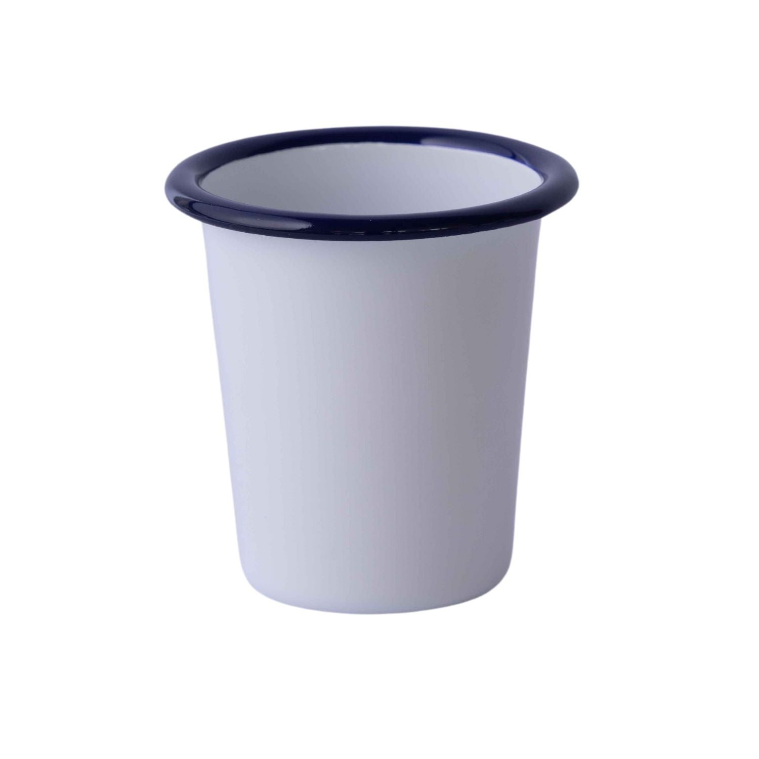 Vaso Bolton Enlozado Blanco con borde azul (0.40mm de Espesor)