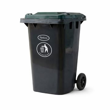 Contenedor Bolton con Ruedas 360 Litros - Gris con Tapa Verde