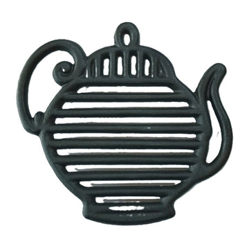 Salva mantel tetera de fierro fundido color negro.