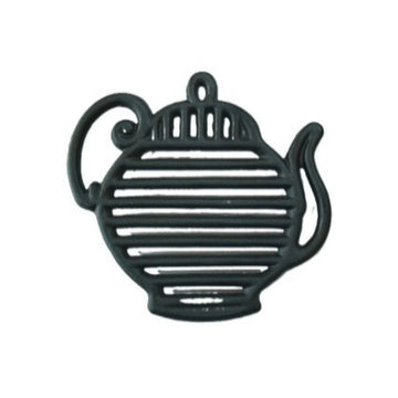 Salva mantel tetera de fierro fundido color negro.