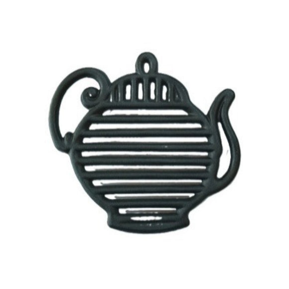Salva mantel tetera de fierro fundido color negro.