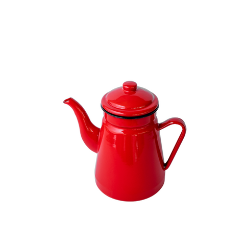 Jarra de té enlozada color rojo