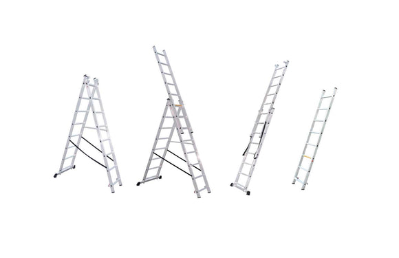 Escalera Bolton de Aluminio Combinada con 3 Cuerpos de 9 Peldaños 3.84 - 5.70 Metros