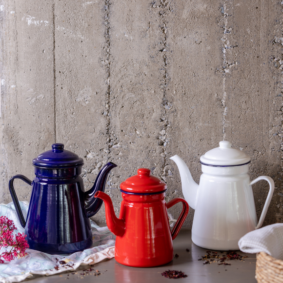 Jarra Bolton de Té Enlozada Color Blanco 1.25 y 2 Litros