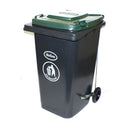 Contenedor Bolton con Ruedas de 120 Litros - Gris con Tapa Verde-1