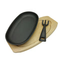 Plato Fierro Fundido oval con base de madera y mango 24 cm - 3