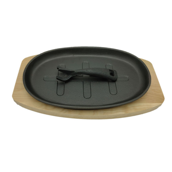 Plato Bolton de Fierro Fundido Oval Base de Madera 28 cm