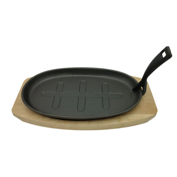 Plato Bolton de Fierro Fundido Oval Base de Madera 28 cm