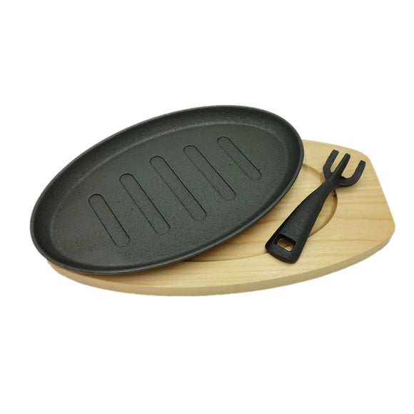 Plato Bolton de Fierro Fundido Oval Base de Madera 27 cm