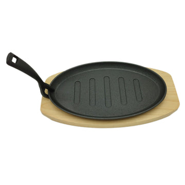 Plato Bolton de Fierro Fundido Oval Base de Madera 27.5 cm