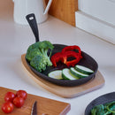 Plato Bolton de Fierro Fundido Oval Base de Madera 27 cm-1